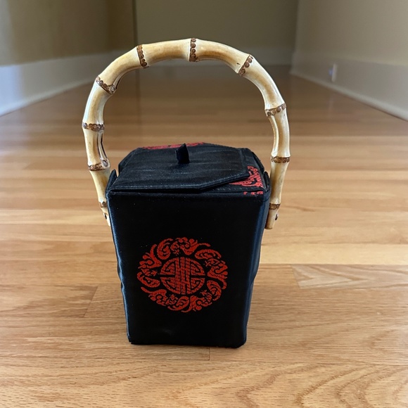 Tozai Home Bags Tozai Home Chinese Takeout Box Handbag Purse Bamboo Handle Red And Black